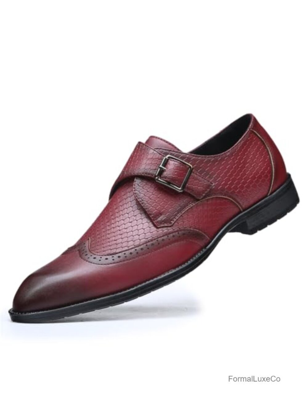 Men's Wingtip Monk Strap Leather Loafers Slip-On Dress Shoes